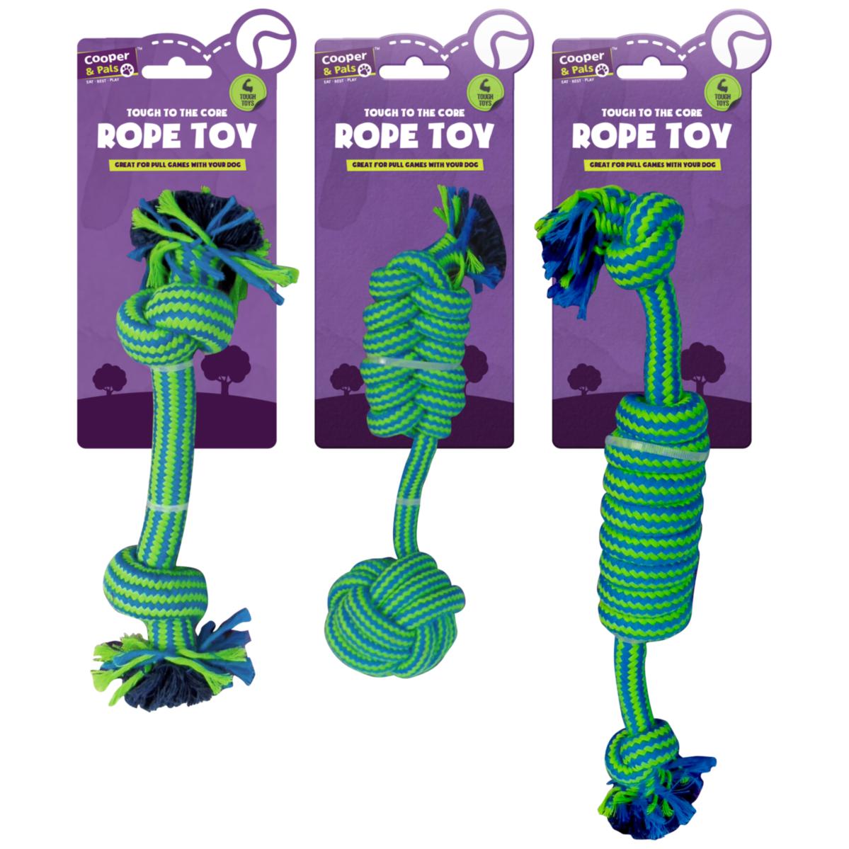 Pet Dog Rope Toy Green Blue Assorted Designs 317655 (Parcel Rate)