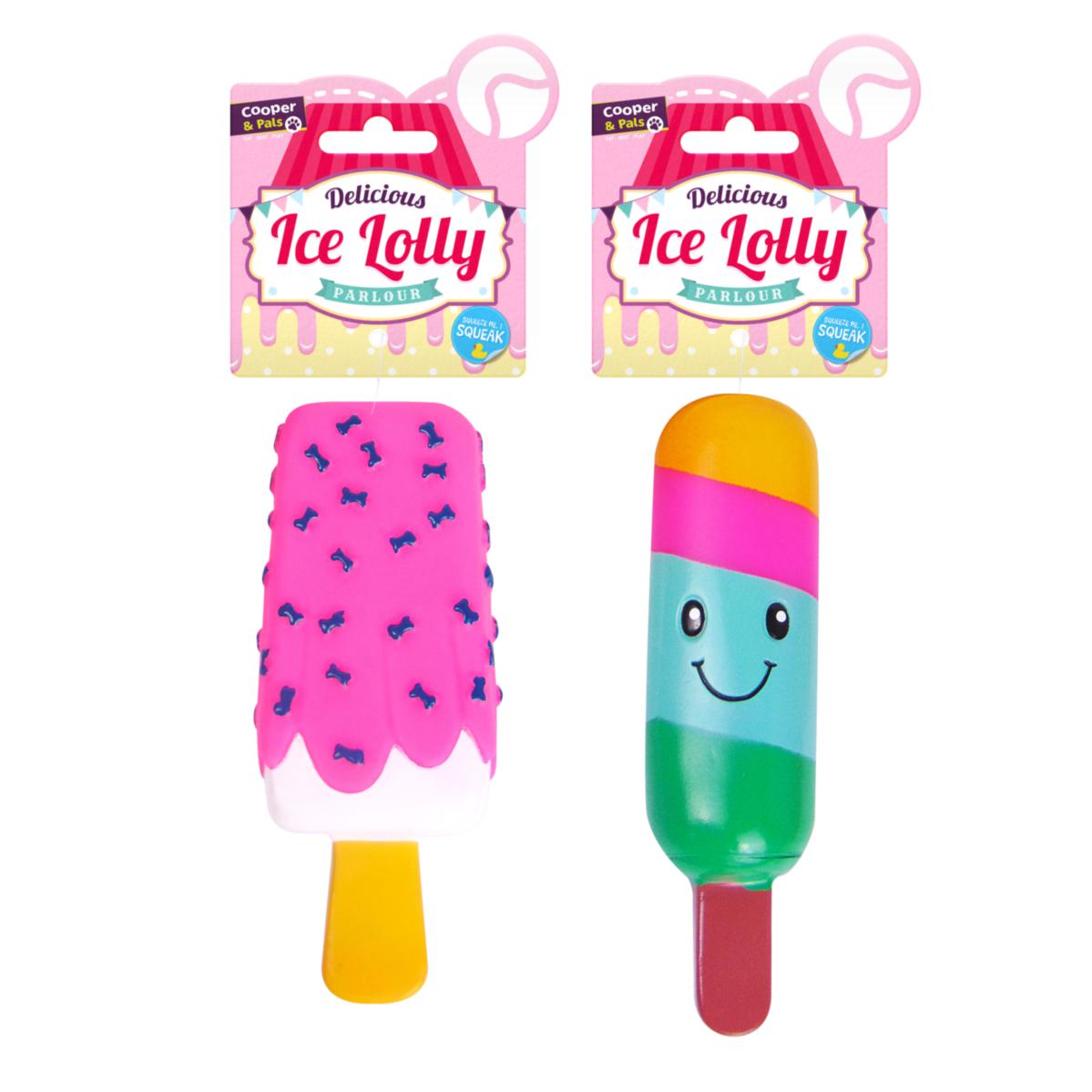 Multicolour Ice Lolly Popsicle Parlour Squeaky Dog Toys Assorted Designs 318826 (Parcel Rate)