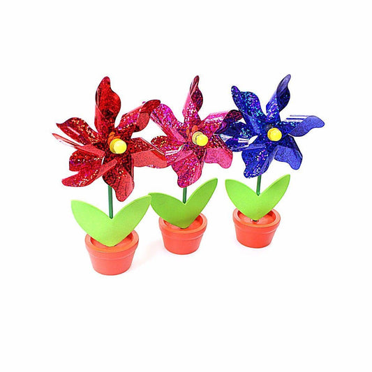 Plastic Windmill Decor in Garden Pot Pack of 3 Assorted Colours 2110 (Parcel Rate)