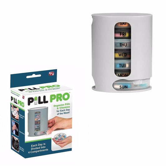 PILL PRO Pill Organiser Pill Box 7 Day Compartments Tablet Holder 4584 (Parcel Rate)