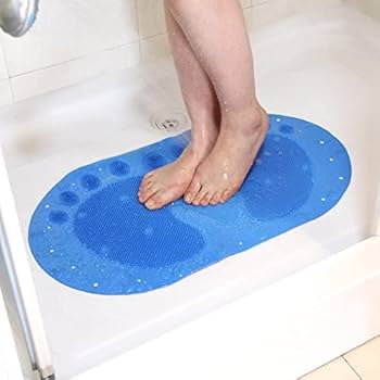 Oval Anti-Slip Bathroom Shower Bath Mat with Feet Design 66 x 35 cm Assorted Colours 5741 (Parcel Rate)