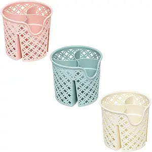 Round Plastic Cutlery Holder 14 x 12 cm Assorted Colours 7438 (Parcel Rate)