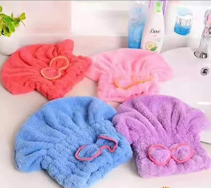 Microfibre Hair Wrap Bonnet with Bow Assorted Colours 6979 (Parcel Rate)