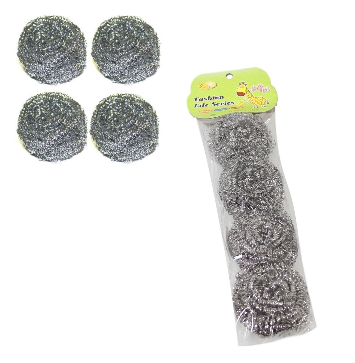 4 Pack Practical Cleaning Washing Up Steel Scourers Household Use 5598 (Parcel Rate)