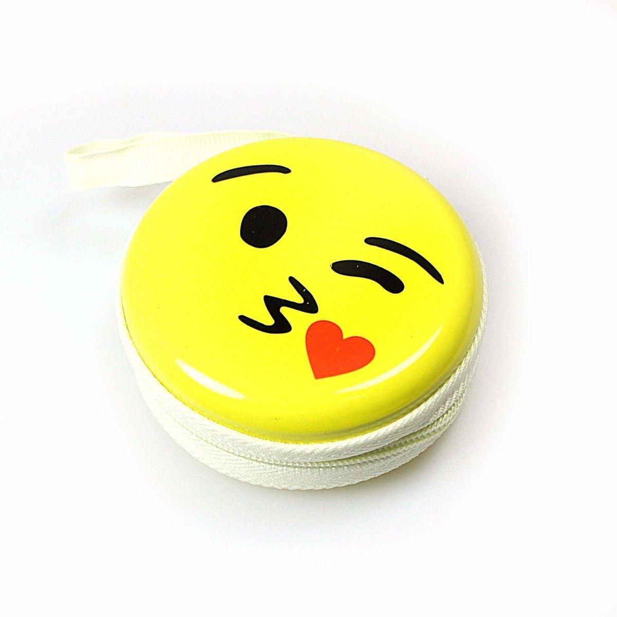 Emoji Face Earphone Coin Pouch 7.5 x 7 cm Assorted Designs 4496 A (Large Letter Rate)