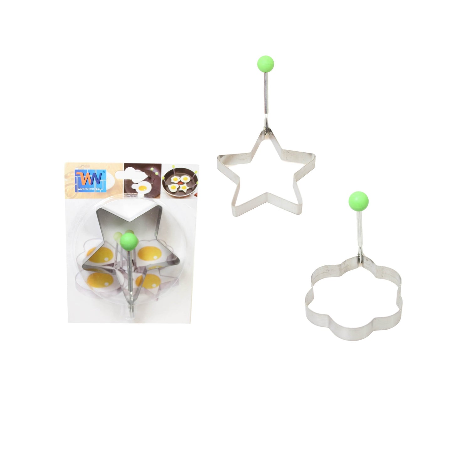 Stainless Steel Egg Mould Star Flower Shaped Easy Handle Bake Mould 9.5cm 5901 (Large Letter Rate)