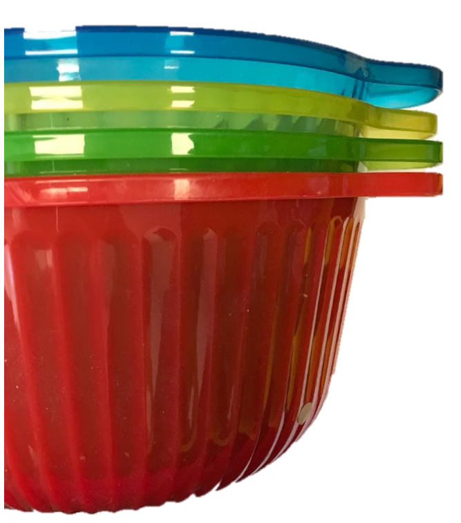 Plastic Bowl with Flat Handle 21 cm Assorted Colours 6802 (Parcel Rate)