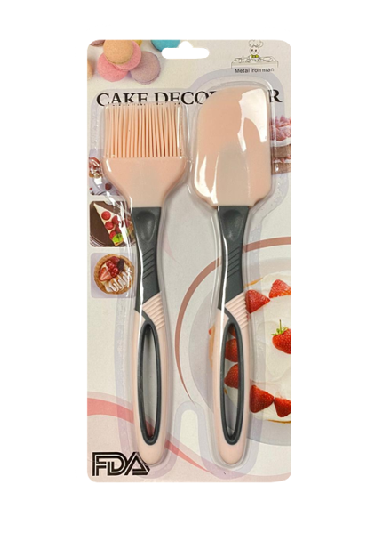 Silicone Spatula and Pastry Brush Set 24 cm Assorted Colours 6865 (Parcel Rate)