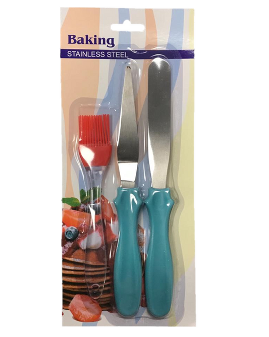 Silicone Pastry Brush and Palette Knife Spatula Set of 3 7212 (Parcel Rate)