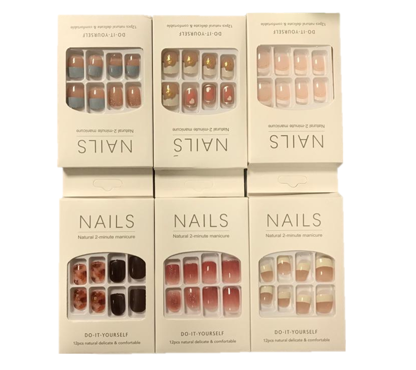 Artificial Fake Nail Extensions with Nail Glue Adhesive Sticker Tabs Assorted Designs 7309 (Parcel Rate)