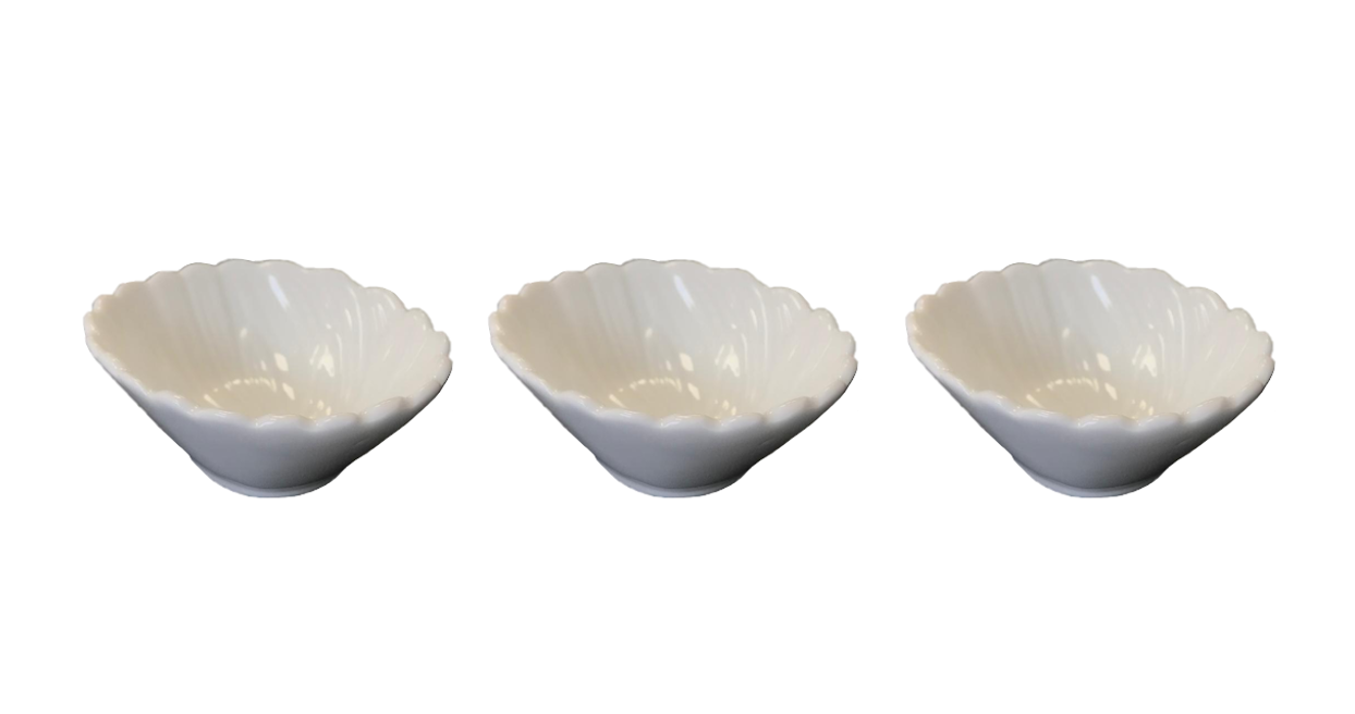 Small Porcelain Appetiser Sauce Dish Bowl 7 cm Pack of 3 Assorted Designs 7524 (Parcel Plus Rate