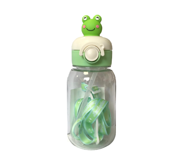 Plastic Water Drinking Bottle Cartoon Animal Design with Carrier Strap 17.5 x 7.5 cm Assorted Designs 7619 (Parcel Rate)