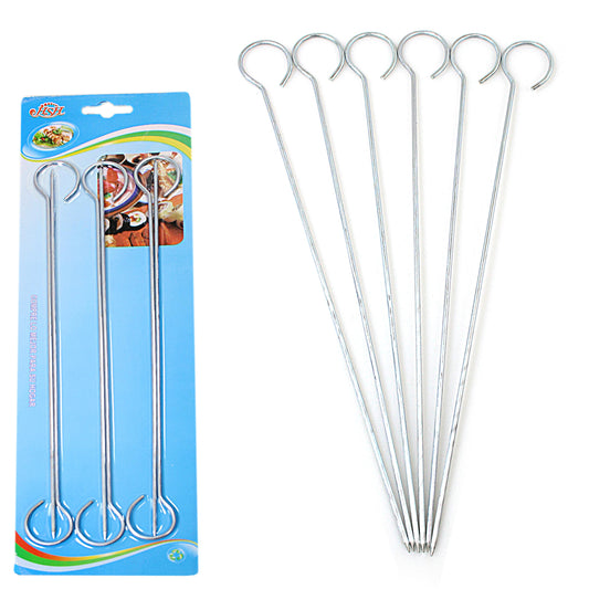 Metal BBQ Skewers Kebab Sticks 25cm Pack of 6 3481 (Parcel Rate)