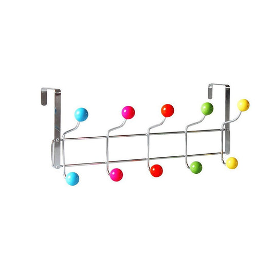 Metal Coat Hook Door Hanger Rack with Coloured Hooks 40 cm 0883A  (Parcel Rate)