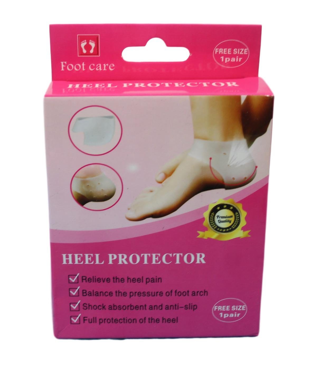 Pair of Silicone Gel Heel Protector Plantar Fasciitis Pain Relief Cushion Unisex 5502 (Parcel Rate)