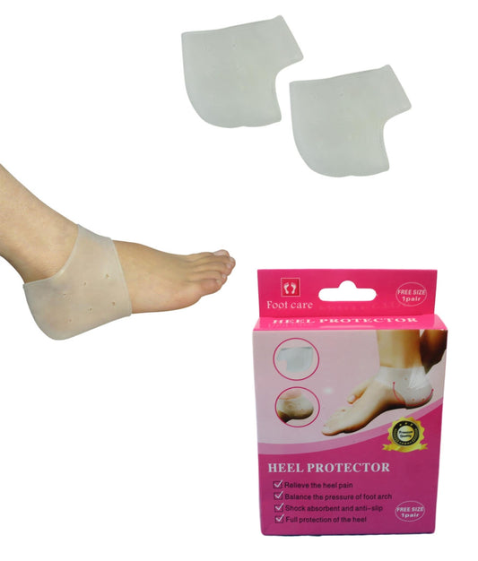 Pair of Silicone Gel Heel Protector Plantar Fasciitis Pain Relief Cushion Unisex 5502 (Parcel Rate)