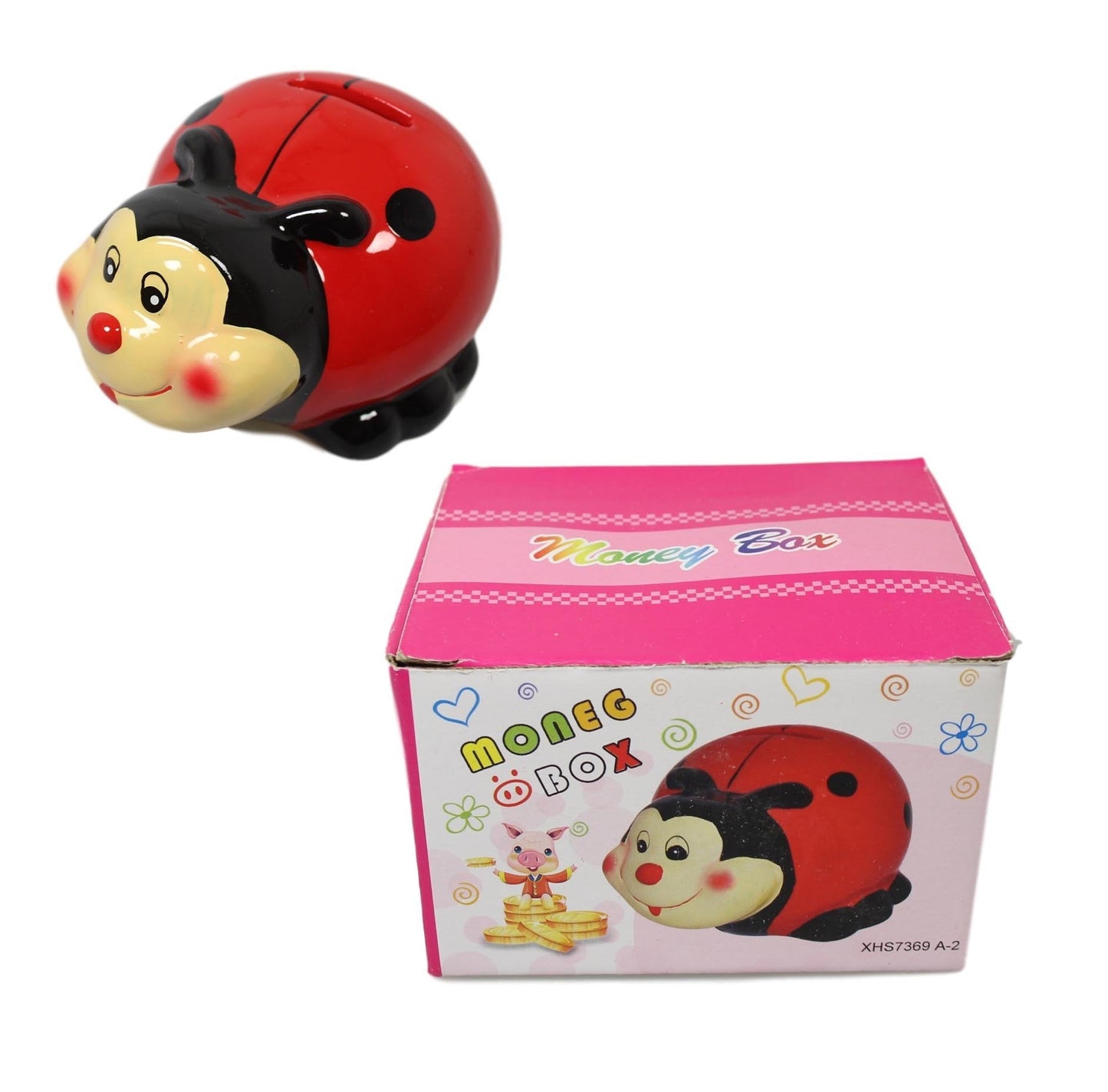 Children's Ladybird Piggy Bank Ceramic Money Saving Bank 10 x 7cm 5595 (Parcel Rate)