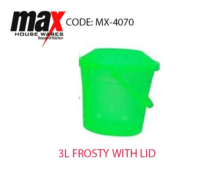 3 Litre Frosted Bucket With Handle And Lid Kitchen Home MX4070 (Parcel Rate)p