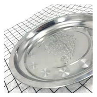 Steel Serving Food Dish Platter Plate Apple Design 50cm 5631 (Parcel Rate)