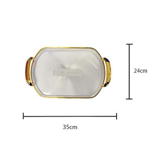 Oval Transparent Plastic Serving Tray with Gold Rim and Handles 24 x 35 cm 7357 (Parcel Rate)