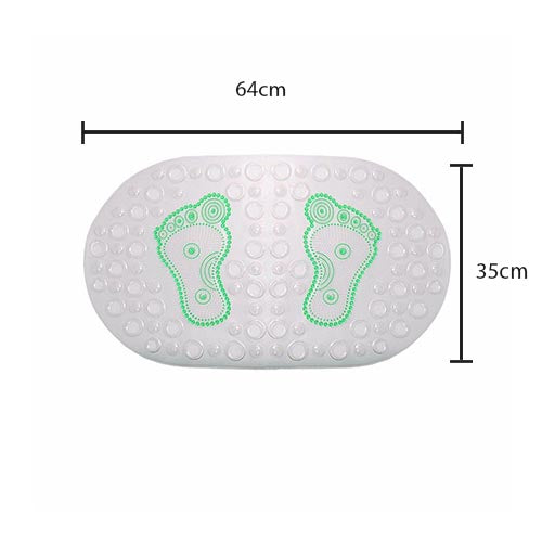 Transparent Oval Anti-Slip Bathroom Shower Bath Mat with Feet Design 64 x 35 cm Assorted Colours 7534 (Parcel Rate)