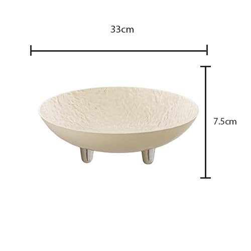 Round Plastic Fruit Bowl Serving Plate with Legs and Textured Design 33 x 7.5 cm Assorted Colours 7607 (Parcel Rate)