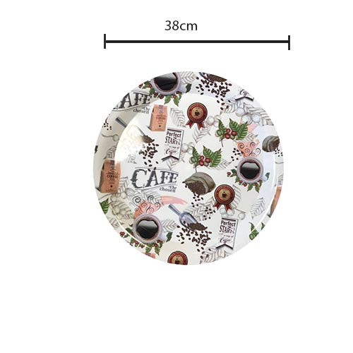 Plastic Round Serving Tray with Printed Design 38 cm Assorted Designs 7648 (Parcel Rate)