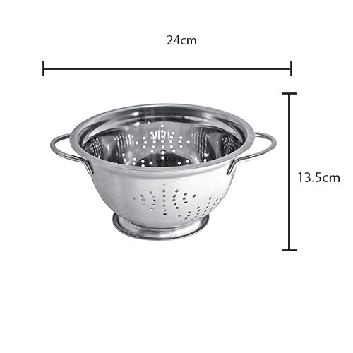 Stainless Steel Deep Colander Double Handles Kitchen Utensil Salad Strainer 24 x 13.5cm  4938  (Parcel Rate)