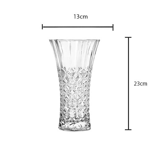 Clear Glass Flower Vase Diamond Pattern 23 x 13 cm 7054 (Parcel Rate)