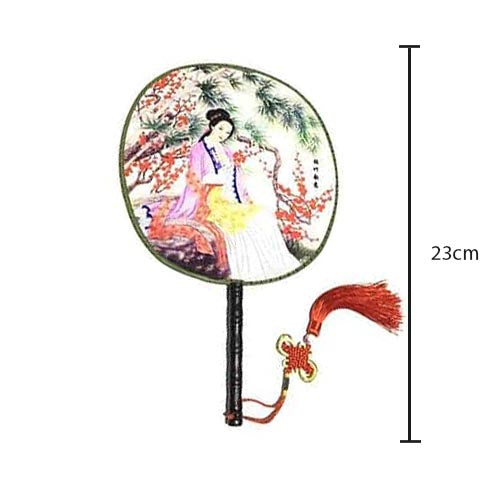 Chinese Modern Style Fabric Round Hand Fan 23 cm Assorted Designs 5806 (Parcel Rate)