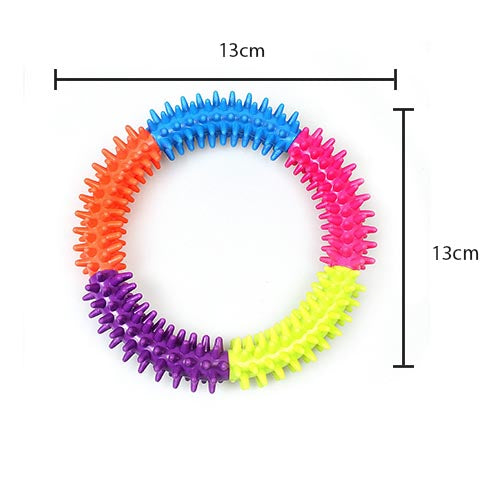 Pet Dog Toy Multicolour Soft Rubber Dental Chew Ring Toy 13 cm 4615 A (Parcel Rate)