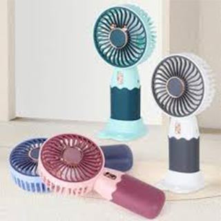 Mini Hand Fan with Stand 15 cm USB Rechargeable Assorted Colours and Designs 7151 / 7668 A (Parcel Rate)