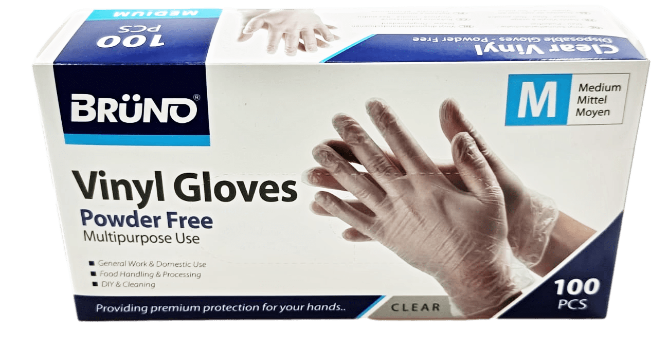 100 Medium Disposable Vinyl Clear Examination Gloves Powder Free Latex Free Gloves  VG002 (Parcel Rate)