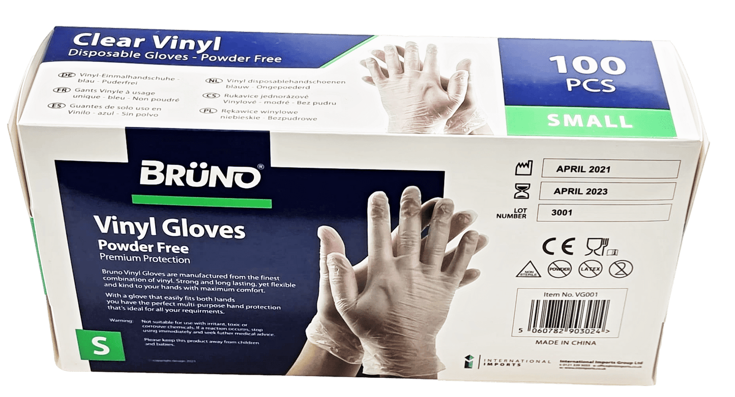 100 Small Disposable Vinyl Clear Examination Gloves Powder Free Latex Free Gloves VG001 (Parcel Rate)