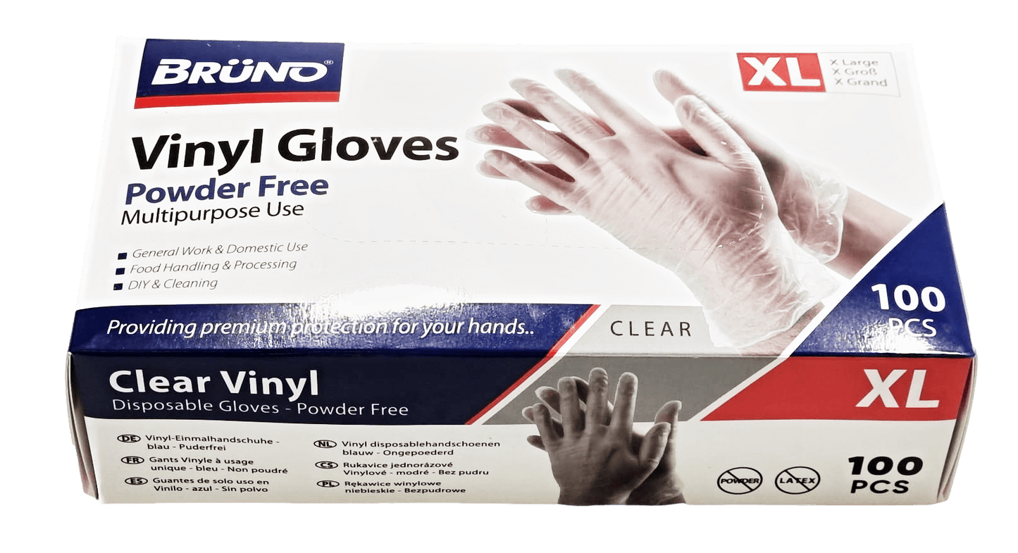 100 XL Disposable Vinyl Clear Examination Gloves Powder Free Latex Free Gloves VG004 (Parcel Rate)