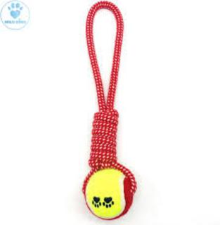 Pet Dog Toy Tennis Ball with Rope 36 cm Assorted Colours 7538 (Parcel Rate)