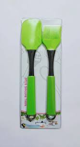 Baking Cooking 2 Pack Silicone Brush and Spatula Kitchen Tool Green 26cm 5933 (Large Letter Rate)