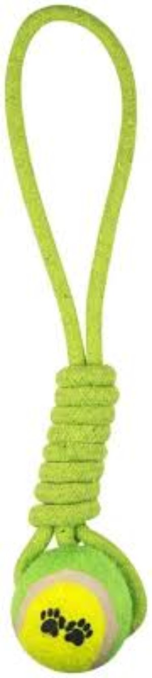 Pet Dog Toy Tennis Ball with Rope 36 cm Assorted Colours 7538 (Parcel Rate)