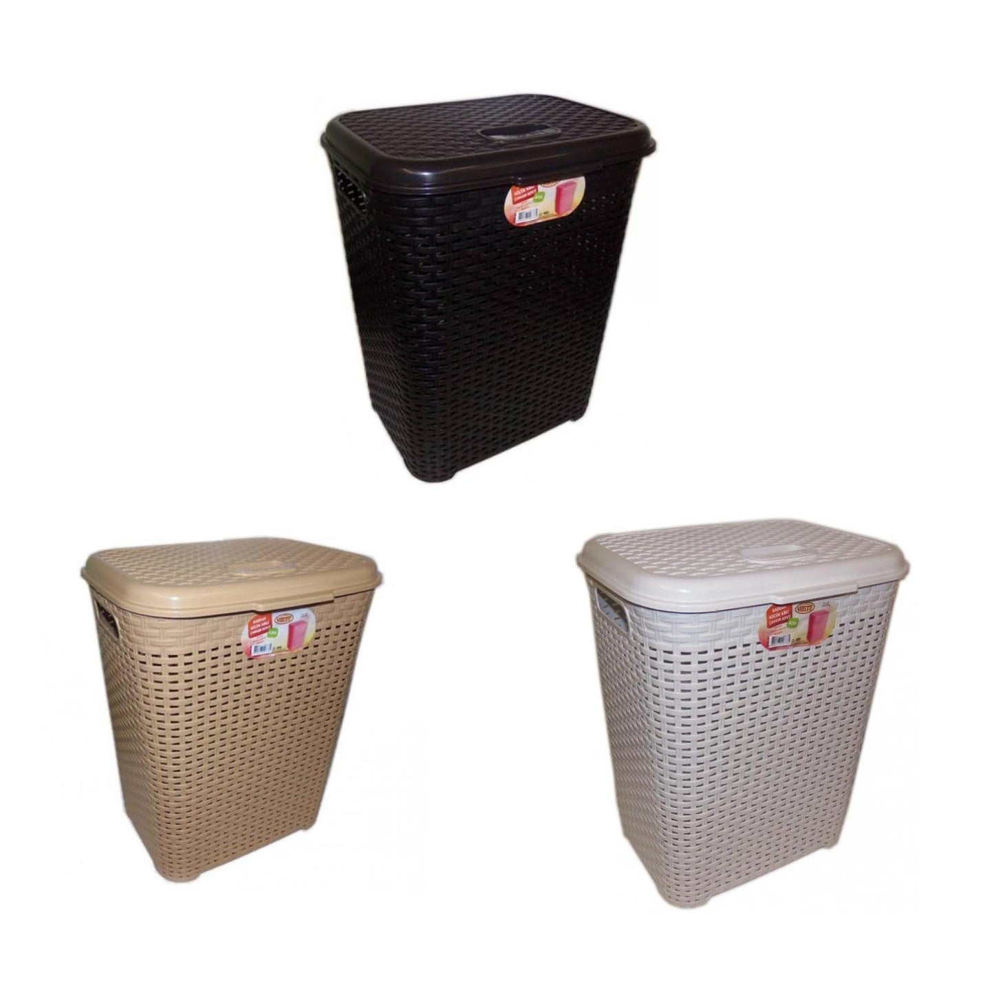 Rattan Style Laundry Basket Plastic 50 Litre Assorted Colours TP7000 Multi Colour  (Big Parcel Rate)