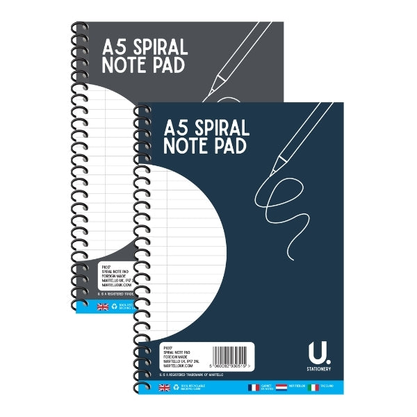 A5 Spiral Note Pad Assorted Colours P1017 (Large Letter Rate)