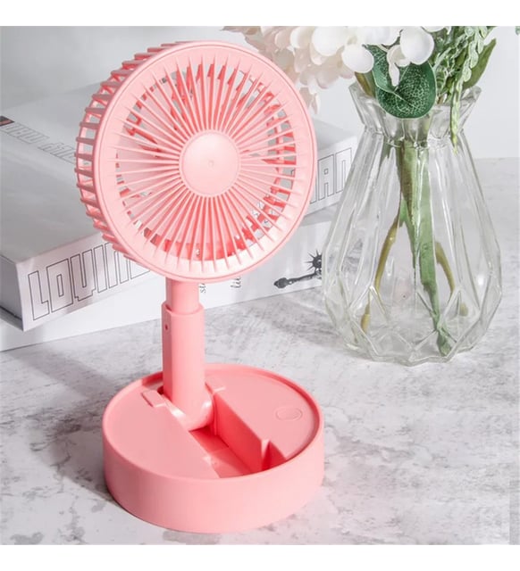 Adjustable Mini Desk Folding Fan 14 x 23 cm USB Rechargeable Assorted Colours 7154 (Parcel Rate)