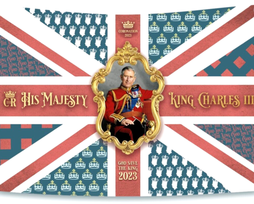 Coronation "His Majesty King Charles III" Vintage Style Union Jack Landscape Flag 108 x 180 cm 850141 (Parcel Rate)