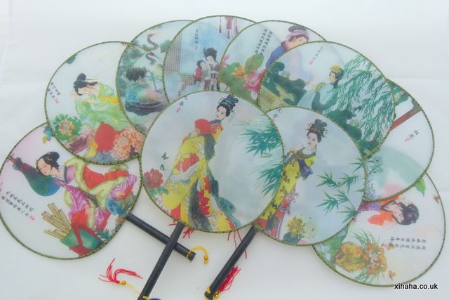 Chinese Modern Style Fabric Round Hand Fan 23 cm Assorted Designs 5806 (Parcel Rate)